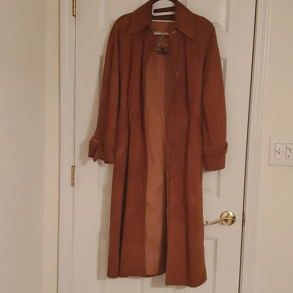 TFC Women's Belted Suede Trench Coat - Picture 10 of 16